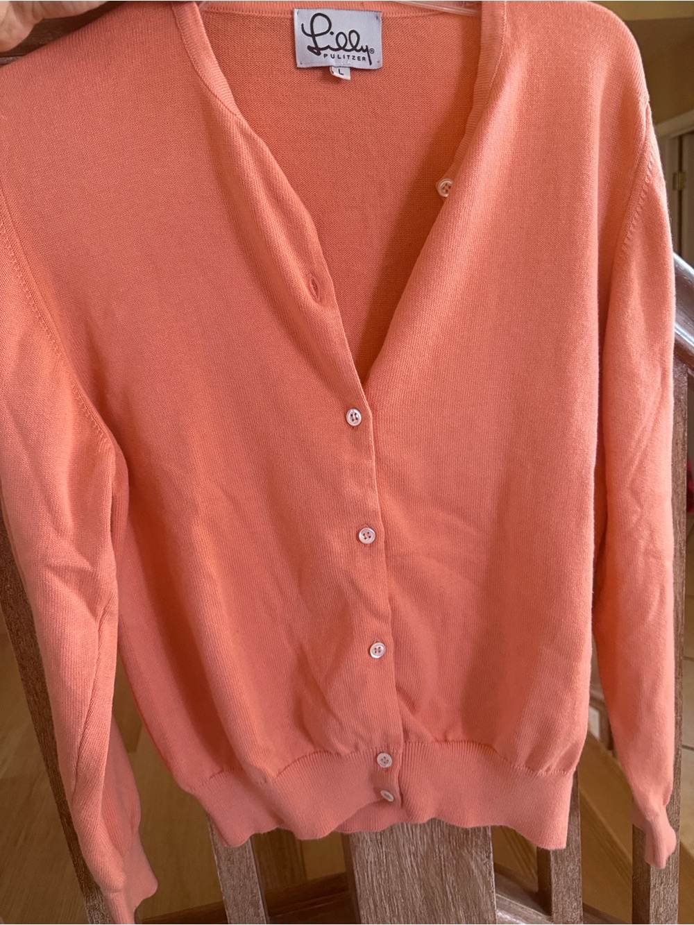 Lilly Pulitzer Peach Coral Button Front Sweater